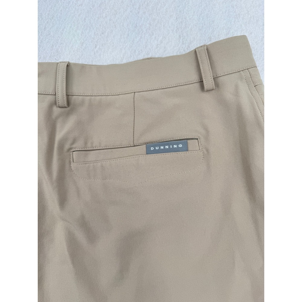 Dunning Golf Performance Shorts Mens 38 Khaki Tan Stretch Flat Front Athleisure - Picture 9 of 9